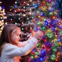 Rola Instalatie de Craciun Liniara, AT PERFORMANCE®, 8 Jocuri de Lumini Interschimbabile, Alimentare La Priza Pentru Interior/Exterior, Rola 100m, Fir Negru, Multicolor