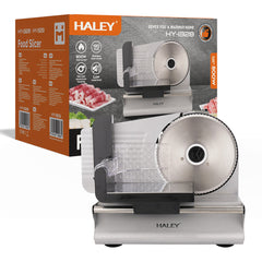 Feliator Electric de Alimente HALEY® HY-1329, Putere Maximă 800W, Lamă din Oțel Inoxidabil de 190 mm, Grosime de Tăiere Reglabilă 0–15 mm, Carcasă din Aluminiu Turnat, Protecție pentru Degete, Împingător Transparent cu Protecție