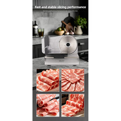 Feliator Electric de Alimente HALEY® HY-1329, Putere Maximă 800W, Lamă din Oțel Inoxidabil de 190 mm, Grosime de Tăiere Reglabilă 0–15 mm, Carcasă din Aluminiu Turnat, Protecție pentru Degete, Împingător Transparent cu Protecție