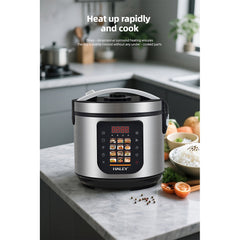 Oală Electrică Multifuncțională pentru Gătit HALEY® HY-2213, 1500W, Capacitate 6 Litri, Panou Digital cu 12 Programe de Gătire, Vas Interior cu Strat Antiaderent, Gătire Rapidă, Economie de Energie