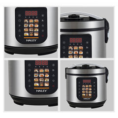 Oală Electrică Multifuncțională pentru Gătit HALEY® HY-2213, 1500W, Capacitate 6 Litri, Panou Digital cu 12 Programe de Gătire, Vas Interior cu Strat Antiaderent, Gătire Rapidă, Economie de Energie