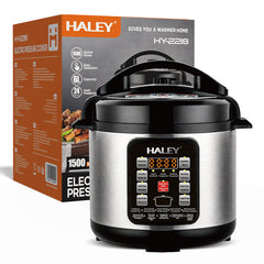 HALEY Vezi toate produsele Oală Electrică sub Presiune Multifuncțională HALEY® HY-2218, 1500W, Capacitate 6 Litri, Panou Digital cu Programe de Gătire, Vas Interior cu Strat Antiaderent, Gătire Rapidă, Economie de Energie