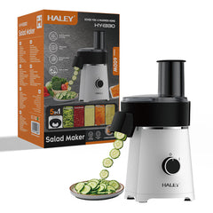 Răzătoare Electrică Multifuncțională HALEY® HY-1330, 600W, 5 Accesorii de Tăiere, Feliere și Răzuire, Lame din Oțel Inoxidabil, Motor Puternic, Componente Detașabile, Bază Antialunecare