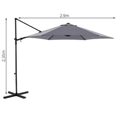 Umbrelă de Soare cu Braț Lateral 290 cm, Protecție UV, Antracit