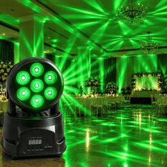 Moving Head LED Profesional 7×10W RGBW 4-în-1, 80W, DMX512 9/14 Canale, PAN 540° / TILT 180°, Stroboscop, Dimmer, Control Muzical, Auto și Master-Slave