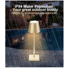 Lampa de masa, At Performance, led reincarcabila cu 3 temperaturi de culoare cald/rece/neutru, 38 cm x10 cm, culoare Auriu