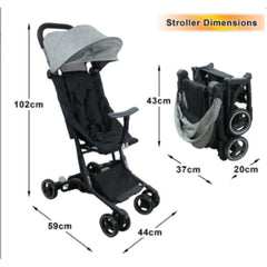 Cărucior copii pliabil AT PERFORMANCE® – Ultra compact, 5 kg, aluminiu, 6-36 luni, ideal pentru avion, negru