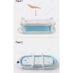 Cadita pliabila cu termometru incorporat si perna, Dimensiuni 83 x 50 x 20 cm, Material PP/TPE, Pliere rapida, Usor de utilizat, Picioare antiderapante, Varsta 0-3 ani, Structura Solida, Culoare Albastru