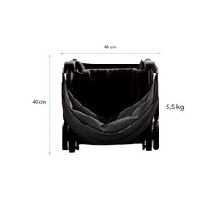 Cărucior copii pliabil AT PERFORMANCE® – Ultra compact, 5 kg, aluminiu, 6-36 luni, ideal pentru avion, negru