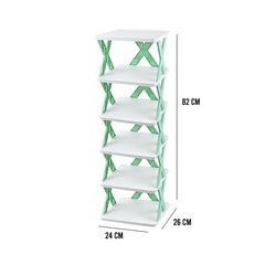 Pantofar, AT PERFORMANCE®, cu 6 rafturi, modular, alb / VERDE