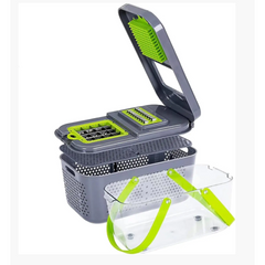 Tocator de Legume Manual, 22 in 1, AT PERFORMANCE®, Inox/ABS, Cu Maner, Verde/Gri