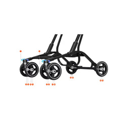 Cărucior copii pliabil AT PERFORMANCE® – Ultra compact, 5 kg, aluminiu, 6-36 luni, ideal pentru avion, negru