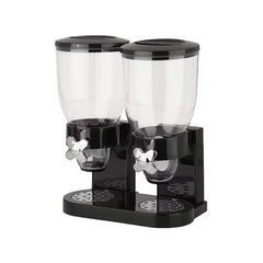 Dozator cu doua recipiente pentru cereale, nuci, orez, AT PERFORMANCE®, 2 l, 33 x 20 x 40 cm, negru