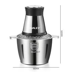 Tocator Universal Electric HY-1221 pentru Carne si Legume, Capacitate 3L, Bol Inox, 4 Lame Premium din Otel Inoxidabil, Motor Puternic 1000W