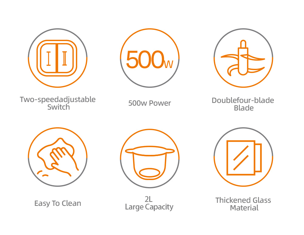 Tocător de alimente HALEY HY-1225 – Putere de 500W și vas de 2L din inox pentru tocare rapidă și eficientă