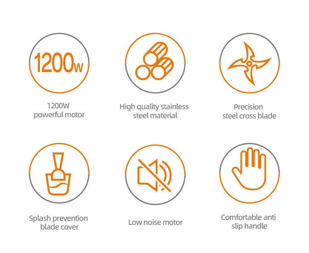 Blender Vertical HALEY 1200W cu Lame Inox, 2 Viteze, Motor Silențios, Mâner Anti-Alunecare | Design Compact 37 cm