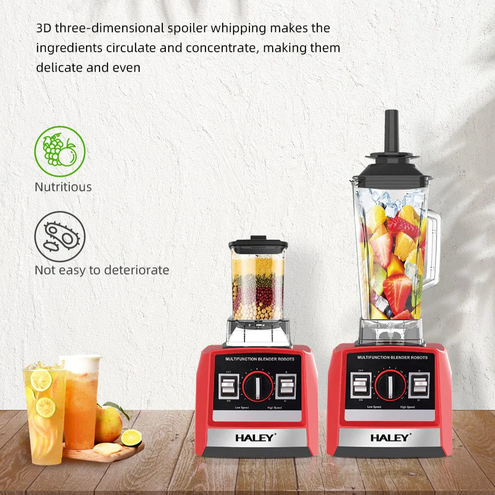 Blender Profesional HALEY® HY-982, 5500W, Recipient 2.5L, Lame din Oțel Inoxidabil, Funcționare Umed/Uscat, Roșu/Negru