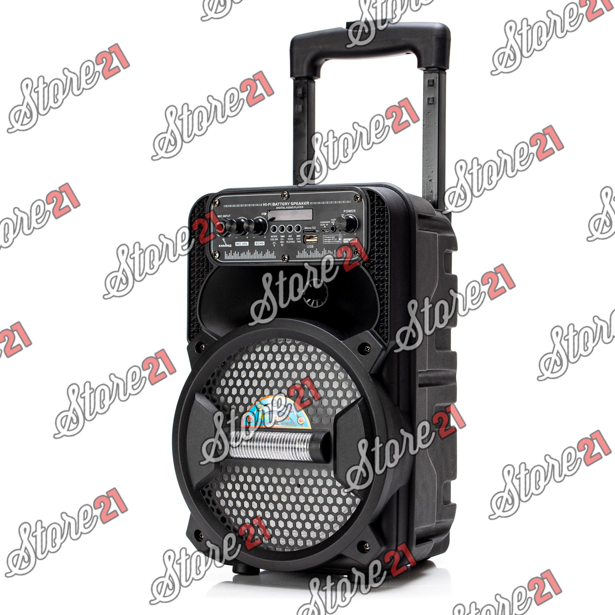 Boxa Activa Profesionala Portabila 250 W Troler 8 Inch ,Microfon , USB, Radio, Bluetooth,Telcomanda,cadou BRATARA+ Casti telefon