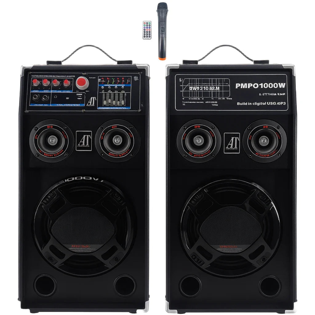 Sistem Audio Profesional AT-283 cu Bluetooth, USB, Radio FM și Karaoke – 1000W