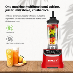 Blender Profesional Multifuncțional HALEY HY-2705, 4800W, Cană 2.5L, 15 Trepte de Viteză, Funcție Pulse, Zdrobire Gheață, Lame din Inox