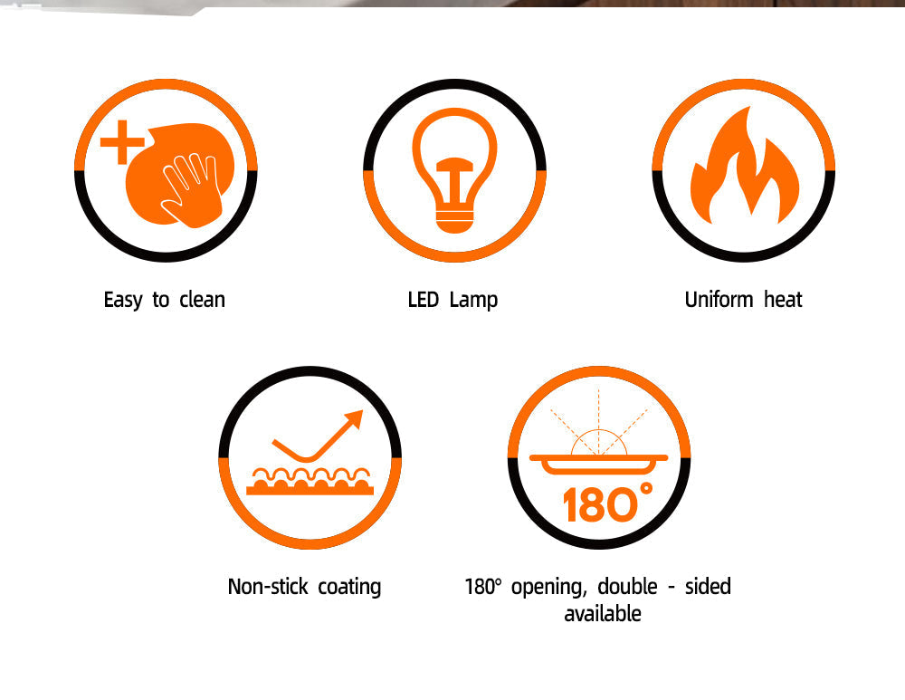 Aparat de facut Burgeri Haley, 600W – Mic Dejun Rapid, Plăci Antiaderente, Încălzire Uniformă, Deschidere 180°