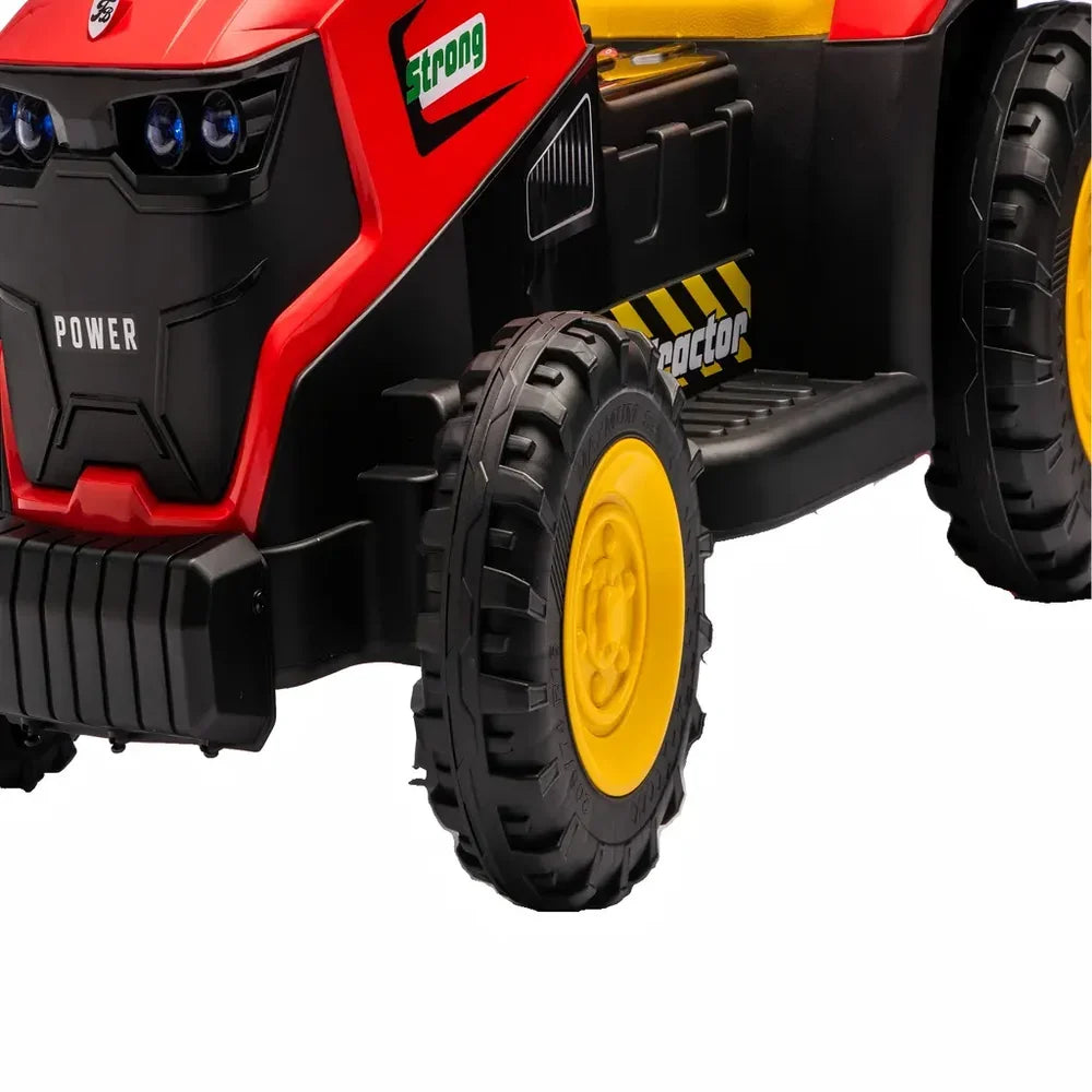 Tractor Electric KIDOO pentru Copii cu Telecomandă 2.4G, Remorcă Detașabilă, 12V 4.5Ah, 2 Motoare 380, Lumini LED, Muzică, Centură de Siguranță