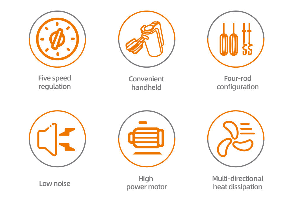 Mixer de Mână din Inox HALEY 500W – 5 Viteze, Silențios, Motor Puternic, Accesorii Incluse