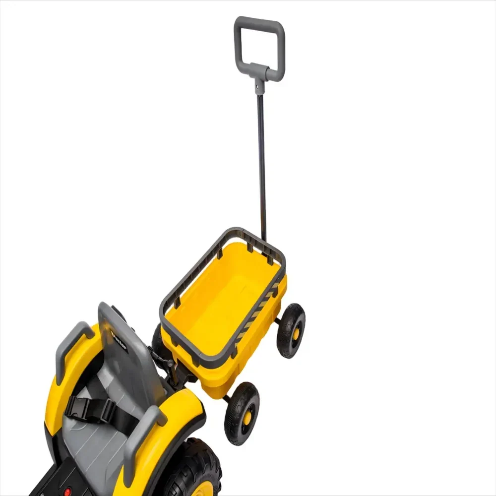 Tractor Electric KIDOO pentru Copii cu Telecomandă 2.4G, Remorcă Detașabilă, 12V 4.5Ah, 2 Motoare 380, Lumini LED, Muzică, Centură de Siguranță