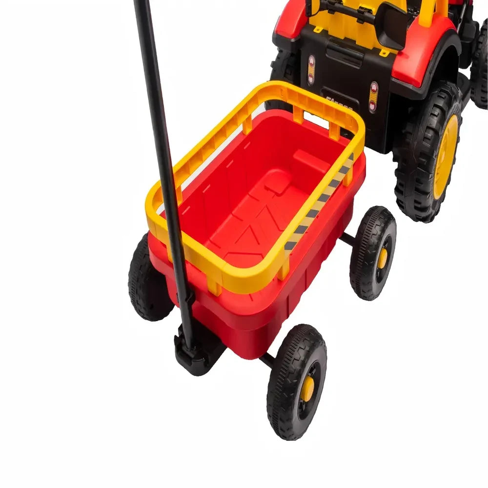 Tractor Electric KIDOO pentru Copii cu Telecomandă 2.4G, Remorcă Detașabilă, 12V 4.5Ah, 2 Motoare 380, Lumini LED, Muzică, Centură de Siguranță