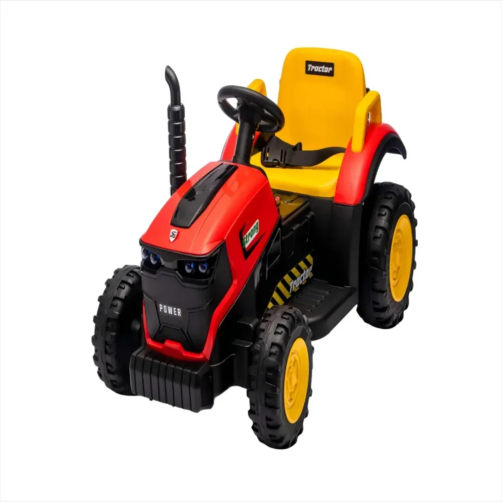 Tractor Electric KIDOO pentru Copii cu Telecomandă 2.4G, Remorcă Detașabilă, 12V 4.5Ah, 2 Motoare 380, Lumini LED, Muzică, Centură de Siguranță