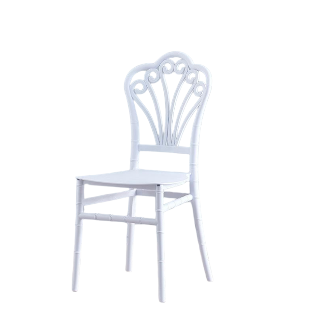 Scaun Elegant AT PERFORMANCE® Chiavari, din Policarbonat, Rezistent la Umiditate, Fără Brațe, Alb, 38 x 37 x 88.5 cm