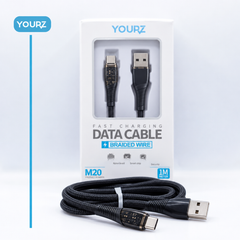 Denumire produs: Cablu YOURZ M20 USB-A la USB-C, 1 m, 2,4 A, negru împletit