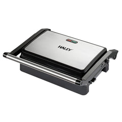 Grill Maker HALEY 2000W, Full Inox, Argintiu/Negru, Tuburi de Încălzire Curvate, Tavă de Gătit Integrată
