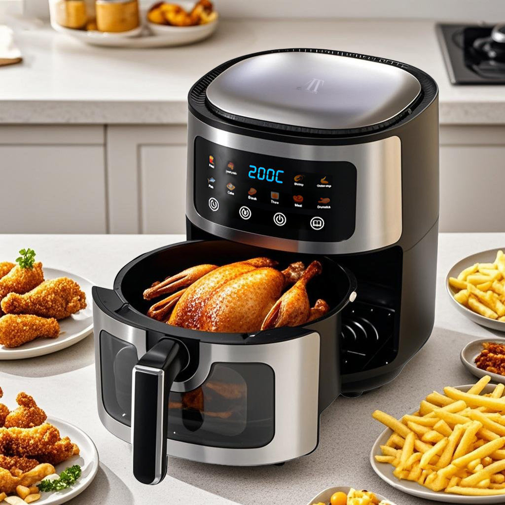 Friteuză cu Aer Cald AT PERFORMANCE® 8L, 10 Programe Smart, 2800W, Panou Tactil, Circulație 3D Aer Fierbinte, Teflon Non-Stick + 100 Bucăți Hârtie de Copt CADOU