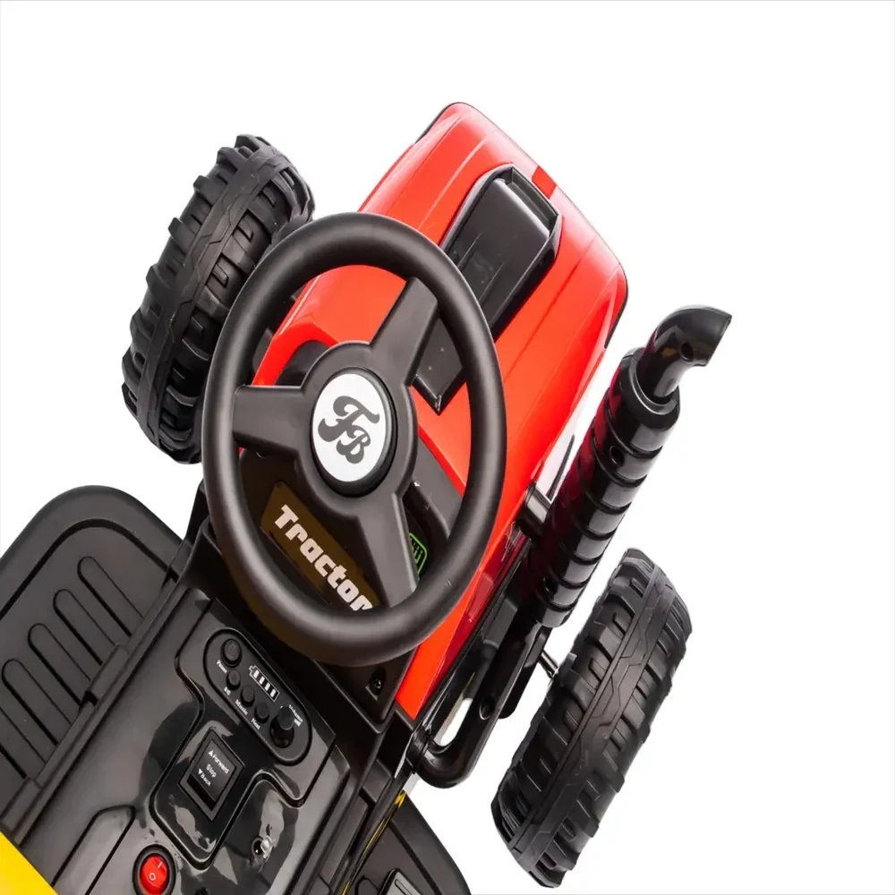 Tractor Electric KIDOO pentru Copii cu Telecomandă 2.4G, Remorcă Detașabilă, 12V 4.5Ah, 2 Motoare 380, Lumini LED, Muzică, Centură de Siguranță