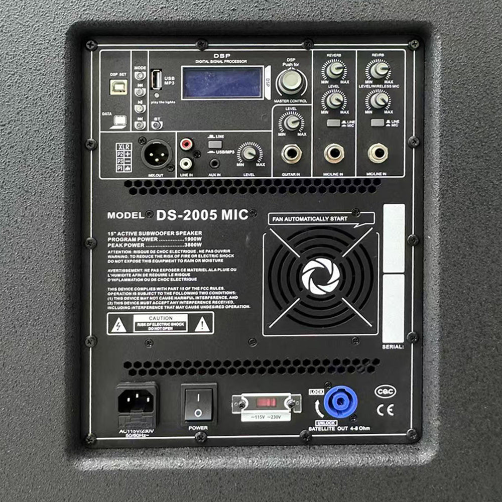 Sistem Audio Profesional Vlliodor – Boxe Active cu Subwoofer, 3800W, DSP, 2 Microfoane Wireless