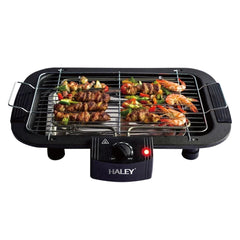 Grătar Electric HALEY HY-8611, 2000W, Grill de Masă cu Temperatură Reglabilă, Grătar Detașabil, Încălzire Rapidă, Suprafață Antiaderentă, Negru