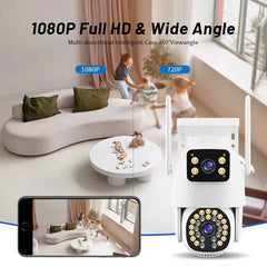 Cameră de Supraveghere IP WiFi HNY 6MP 4K, Rotire 355°, Detectare Umană, Recunoaștere Facială, IP66, Card 32GB Inclus