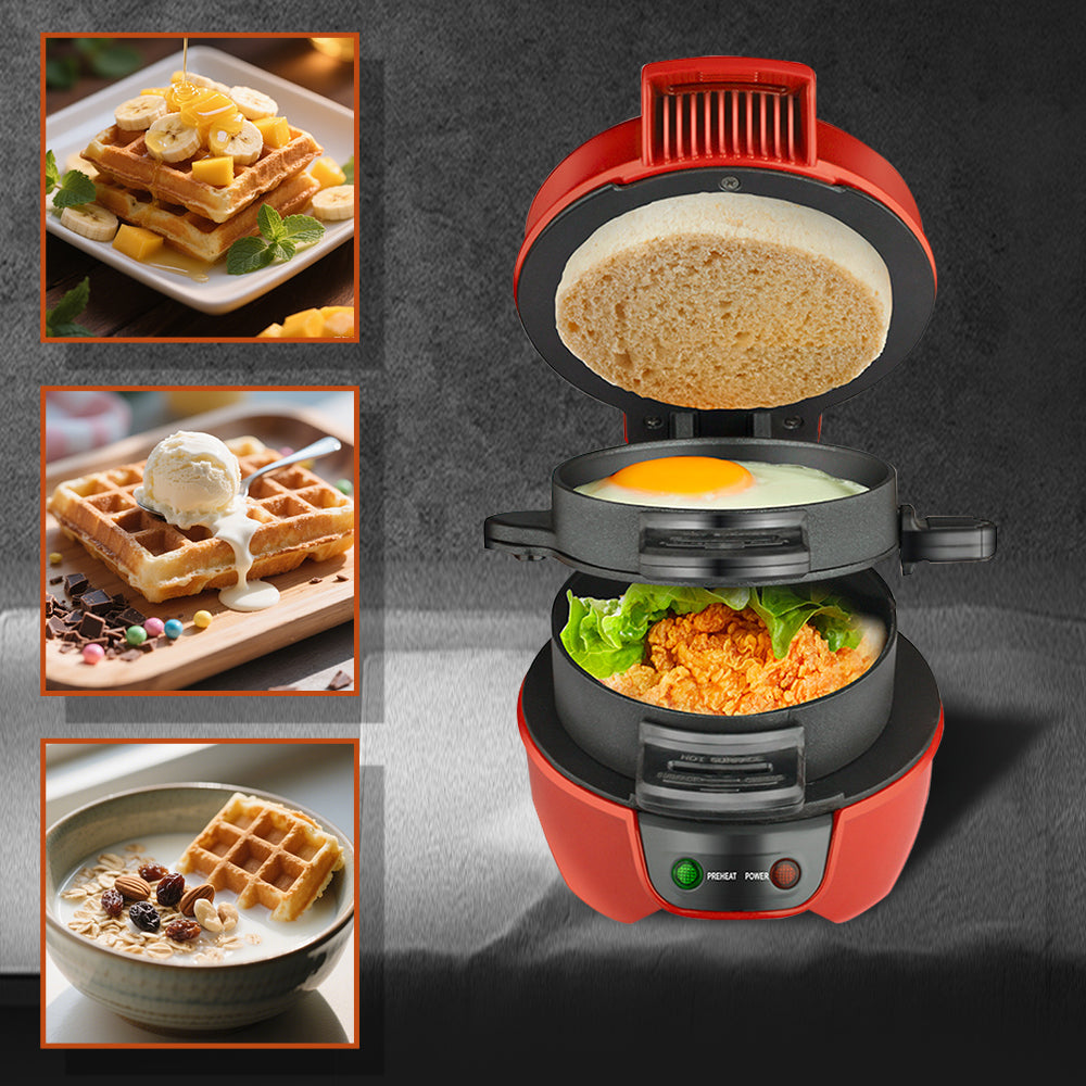 Aparat de facut Burgeri Haley, 600W – Mic Dejun Rapid, Plăci Antiaderente, Încălzire Uniformă, Deschidere 180°