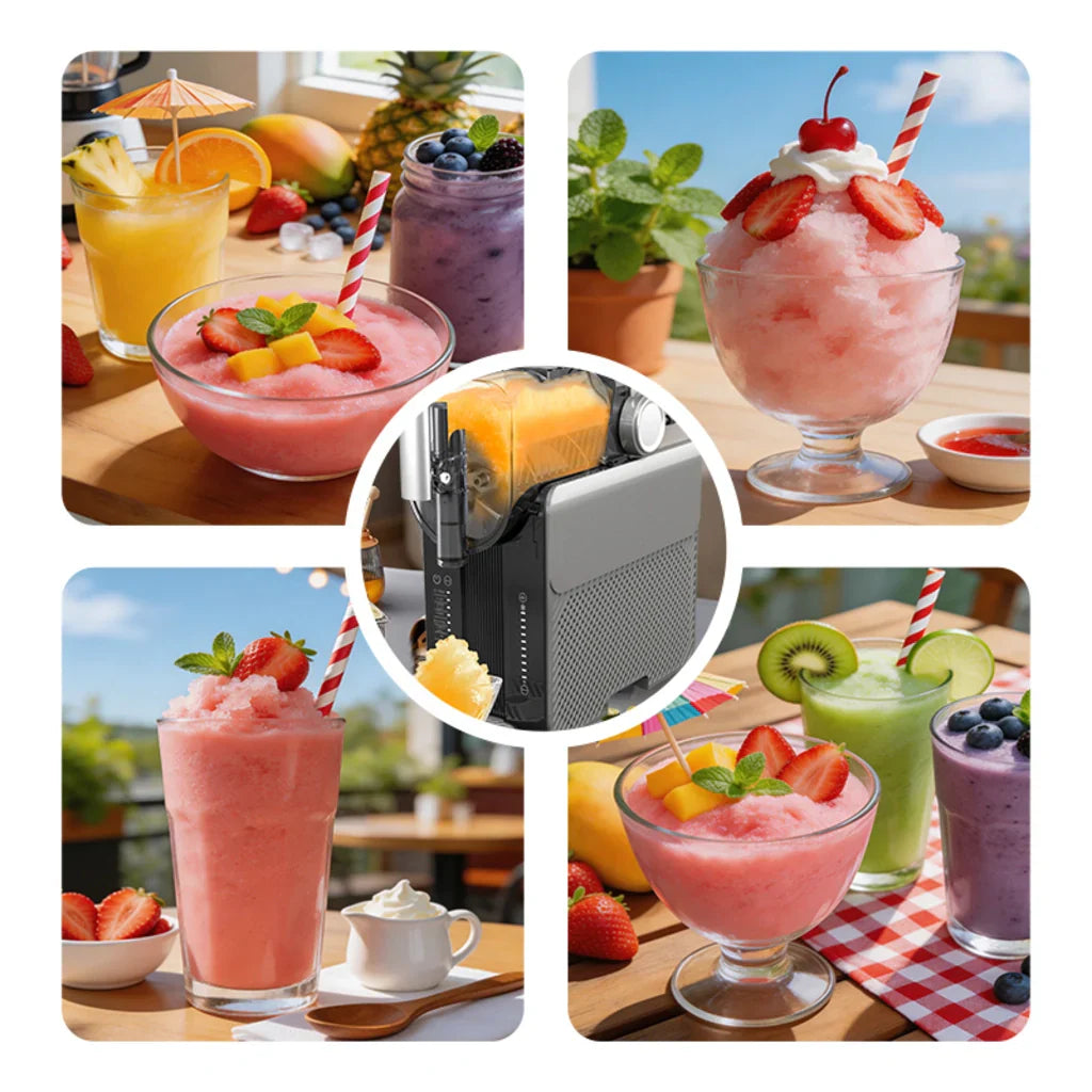 Aparat pentru Gheață Răzuită și Smoothie HALEY HY-2967, 7 Funcții, Granulație Reglabilă, Rezervor de Capacitate Mare, Sistem de Răcire cu Compresor, Funcționare Silențioasă, Gri