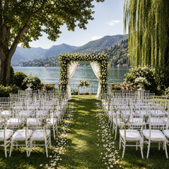 Scaun Elegant AT PERFORMANCE® Chiavari, din Policarbonat, Rezistent la Umiditate, Fără Brațe, Alb, 38 x 37 x 88.5 cm