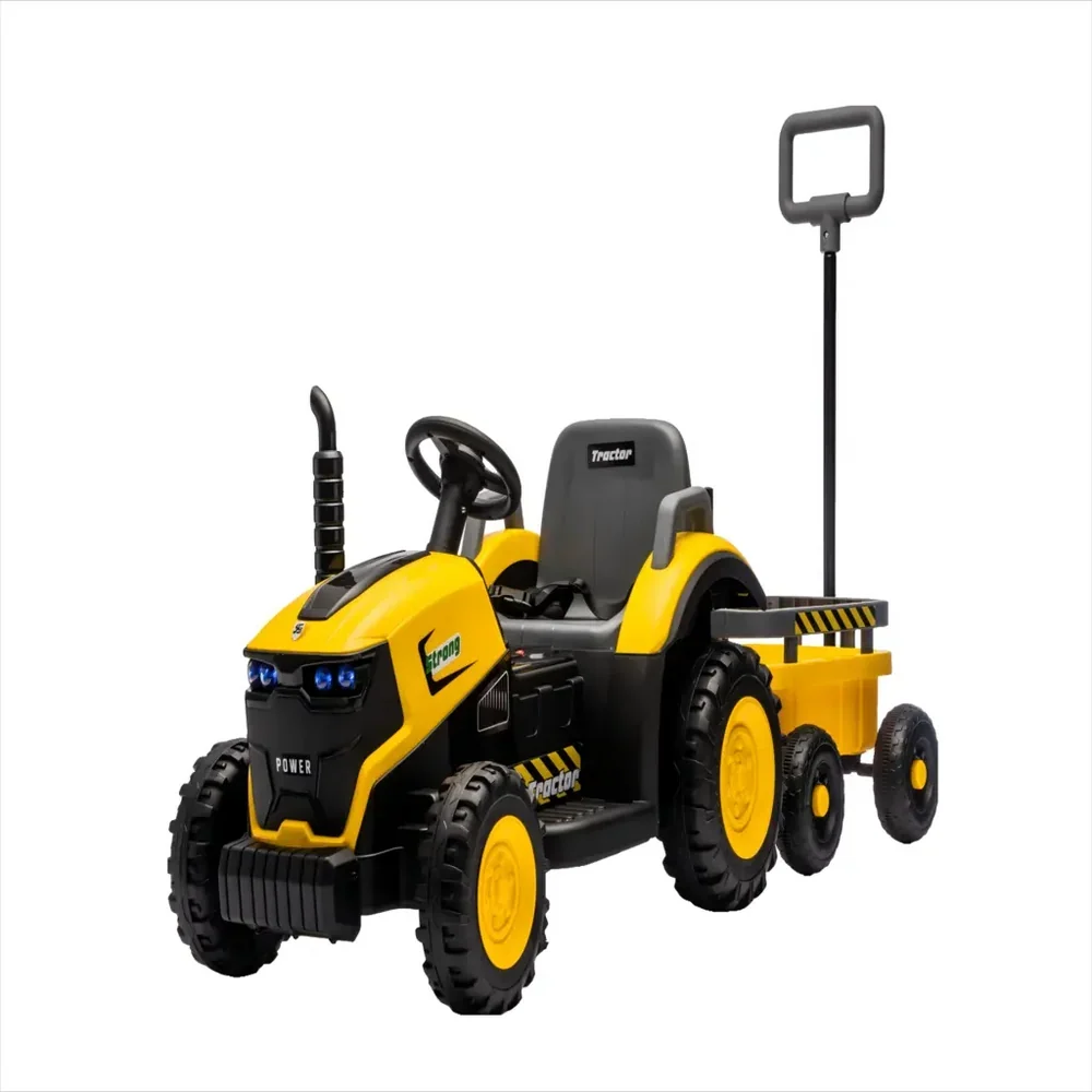 Tractor Electric KIDOO pentru Copii cu Telecomandă 2.4G, Remorcă Detașabilă, 12V 4.5Ah, 2 Motoare 380, Lumini LED, Muzică, Centură de Siguranță