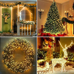 Rola Instalatie de Craciun Liniara, AT PERFORMANCE®, 8 Jocuri de Lumini Interschimbabile, Alimentare La Priza Pentru Interior/Exterior, Rola 100m, Fir Negru, Alb Cald.