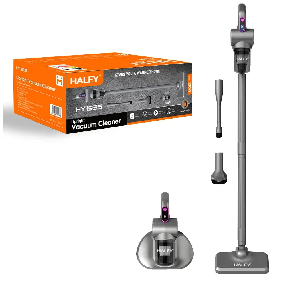Aspirator vertical fără fir HALEY HY-1935, 120W, 1800mAh, HEPA filtrare, lumină UV, multifuncțional