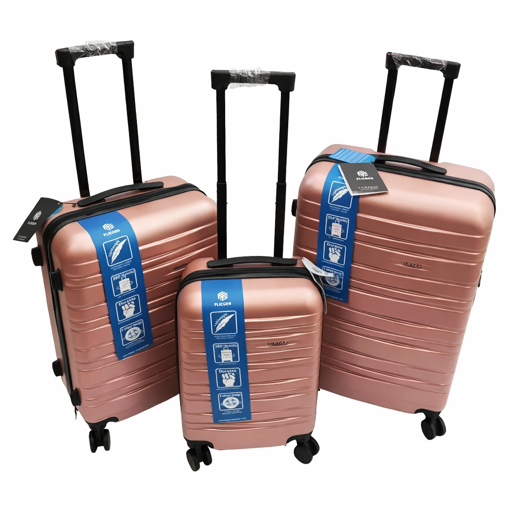 Set 3 Valize Rigide ABS cu Roți 360° – Mare 73 cm, Medie 65 cm, Cabină 55 cm