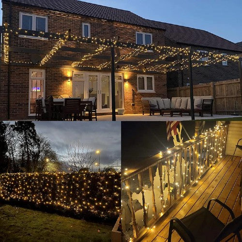 Rola Instalatie de Craciun Liniara, AT PERFORMANCE®, 8 Jocuri de Lumini Interschimbabile, Alimentare La Priza Pentru Interior/Exterior, Rola 100m, Fir Negru, Alb Cald.