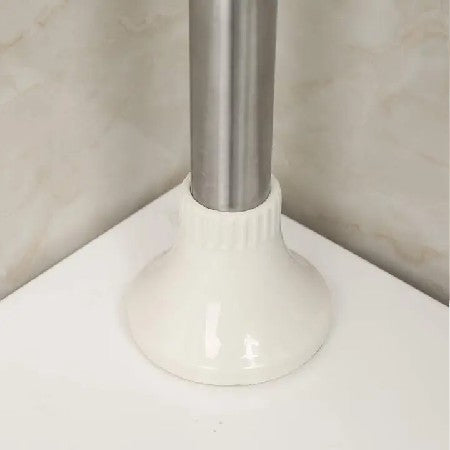 Etajeră Colț pentru Baie/Duș cu 4 Rafturi, Suport Prosop și Cărlige, Înălțime Reglabilă Max. 3.2 Metri, Alb