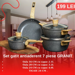 Set cratite granit antiaderent, 7 PIESE, GRI