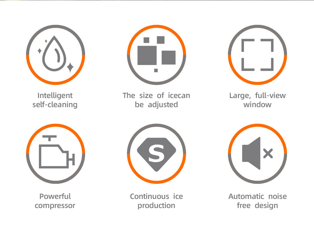 Mașină de Gheață HALEY, 12 kg/24h, Compactă, Avertizare Gheață Plină și Apă Joasă, Curățare Automată, 112W