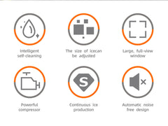 Mașină de Gheață HALEY, 12 kg/24h, Compactă, Avertizare Gheață Plină și Apă Joasă, Curățare Automată, 112W